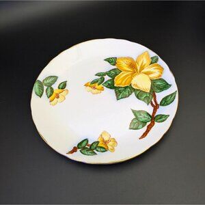 Tuscan Hawaiian Flowers Salad Plate Yellow Hibiscus Bone China Vintage Floral